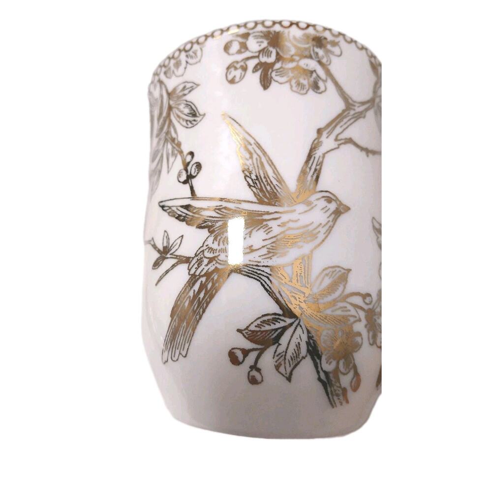 222 Fifth ADELAIDE Gold Gilded Mug 12oz Coffee Tea Latte Cup French Bird Floral - Picture 2 of 13
